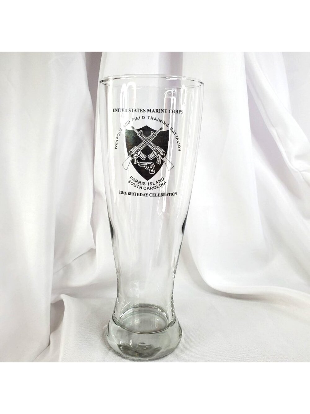 USMC 228th Birthday Pilsner Glass Parris Island Weapons & Field Training Batt..